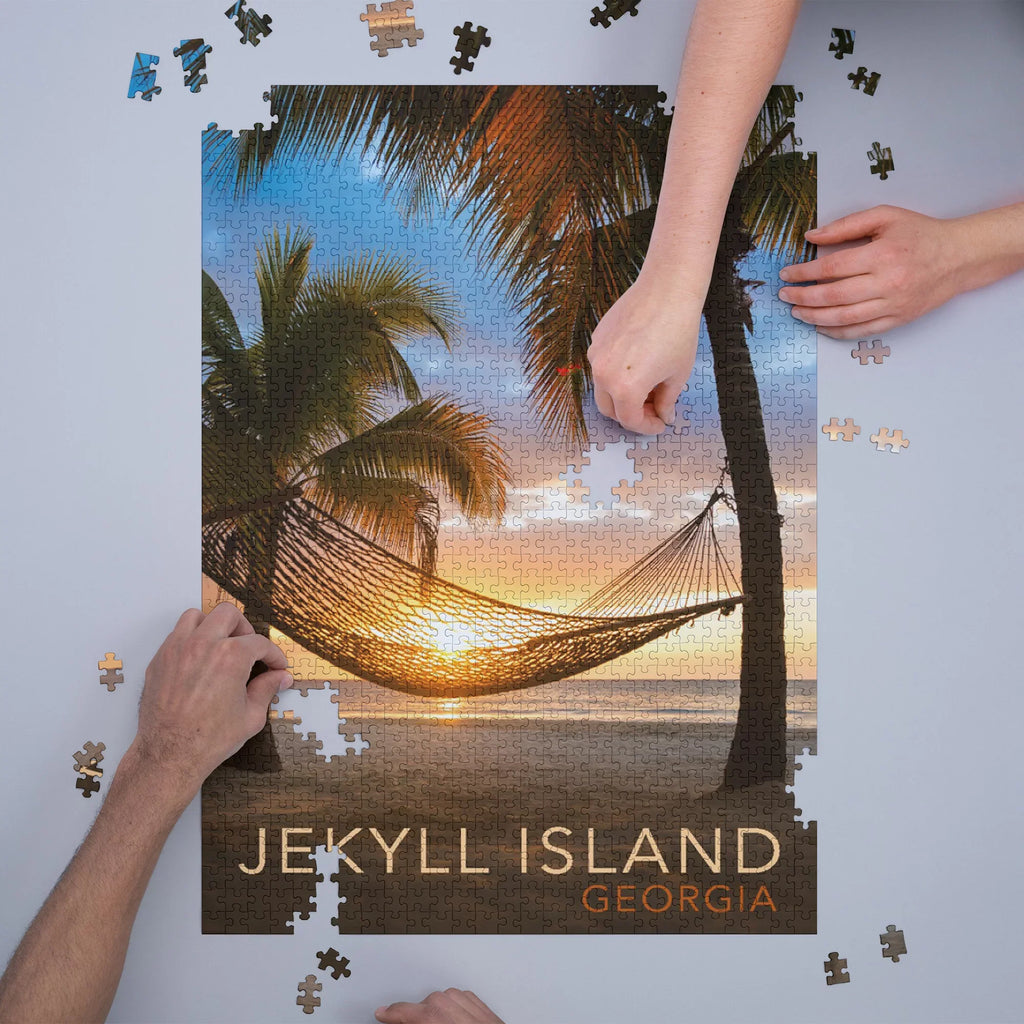 Jekyll Island, Georgia, Hammock and Sunset (1000 Piece Puzzle, Size 19x27, Challenging Jigsaw Puzzle for Adults and Family, Made in USA)