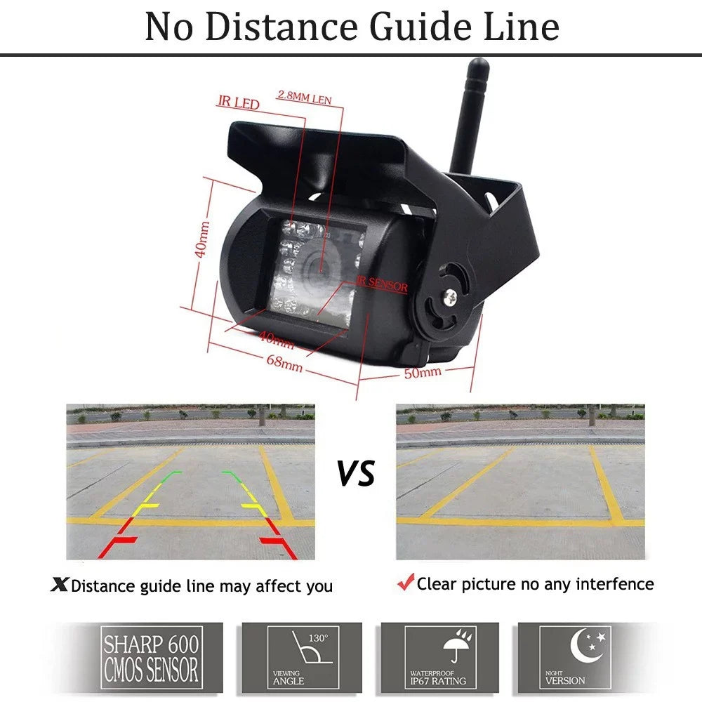 9V - 35V Car Vehicle Rear View Wireless IR Night Vision Backup Camera Fluid Kit + 7" LCD Monitor Parking Assistance System For Truck / Van / Caravan / Trailers / Camper