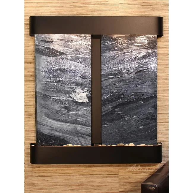 Aspen Falls Round Wall Fountain - Blackened Metal Spider Marble