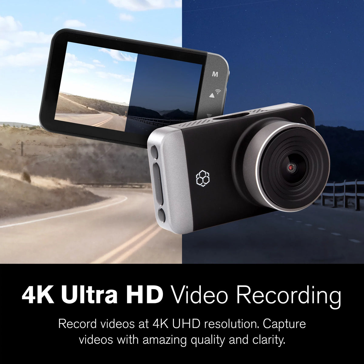 Yada 4K Roadcam Pro GPS with App, 150 Degree Wide Angle Lense, 3" LCD Monitor UHD Resolution High Dynamic Range for Day/Night. G-Sensor Technology with Park and Record Mode