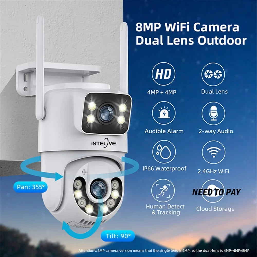 PROCESSOR 4K Security Camera with Floodlight, Human Deduction Wireless Outdoor Camera, Rechargeable Powered Home Surveillance Camera with Full Color Night Vision Two Way Voice