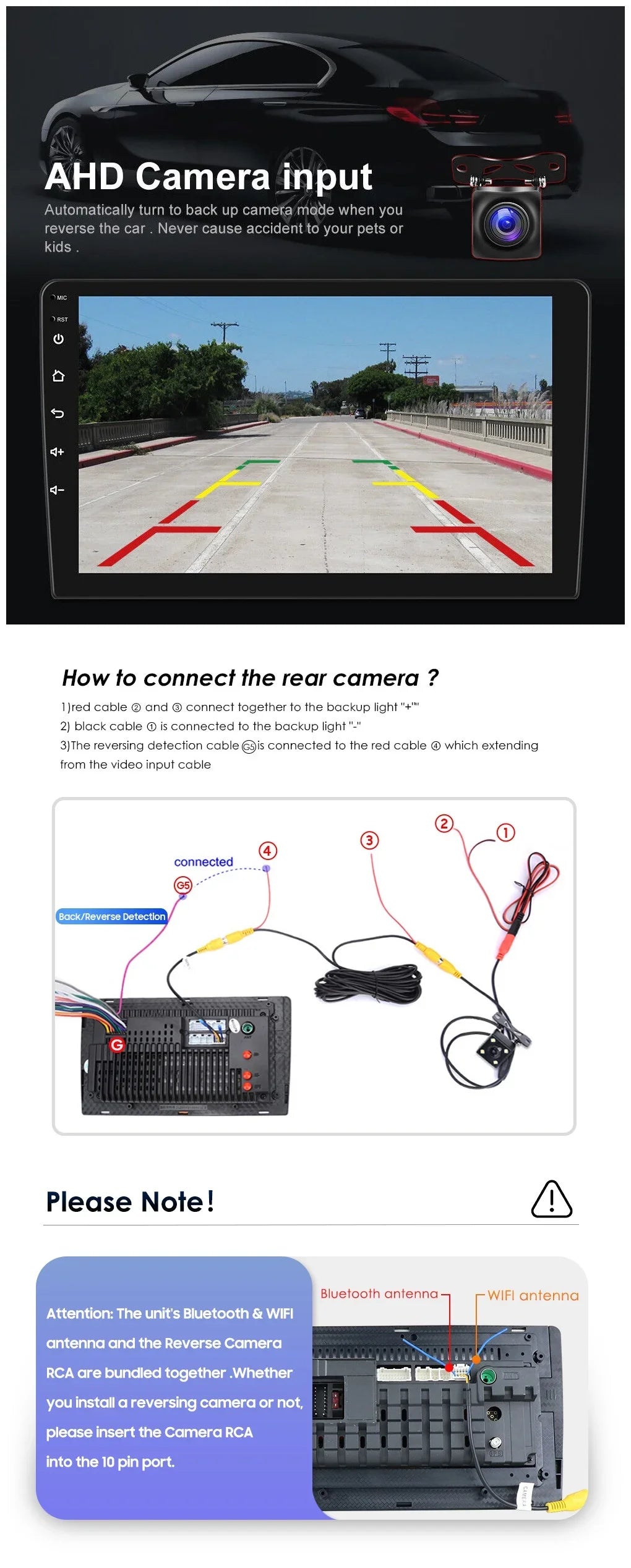 Android 2+32GB Car Stereo Wireless Carplay Android Auto Double Din Radio 10.1" 1280*720 IPS Display WiFi GPS Navigation Bluetooth USB FM/RDS Receiver AHD Backup Camera