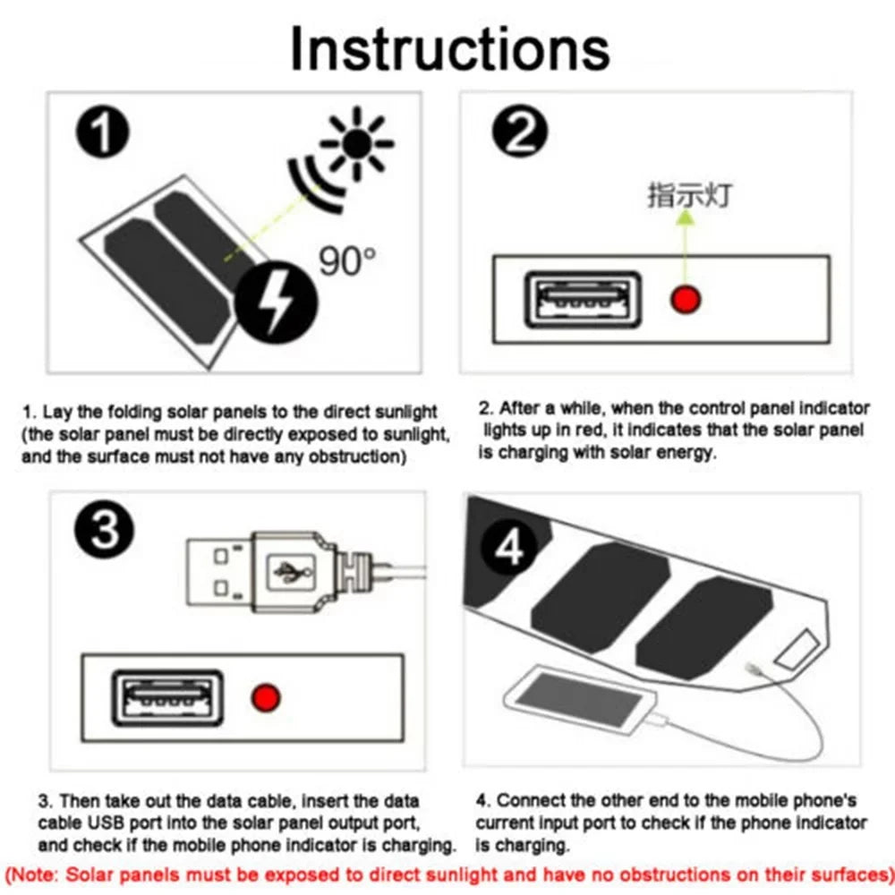 Jahy2Tech 4-Panel 7.2W Portable Solar Charger Power Bank Wireless Phone Charger Compatible with iPhone, Android