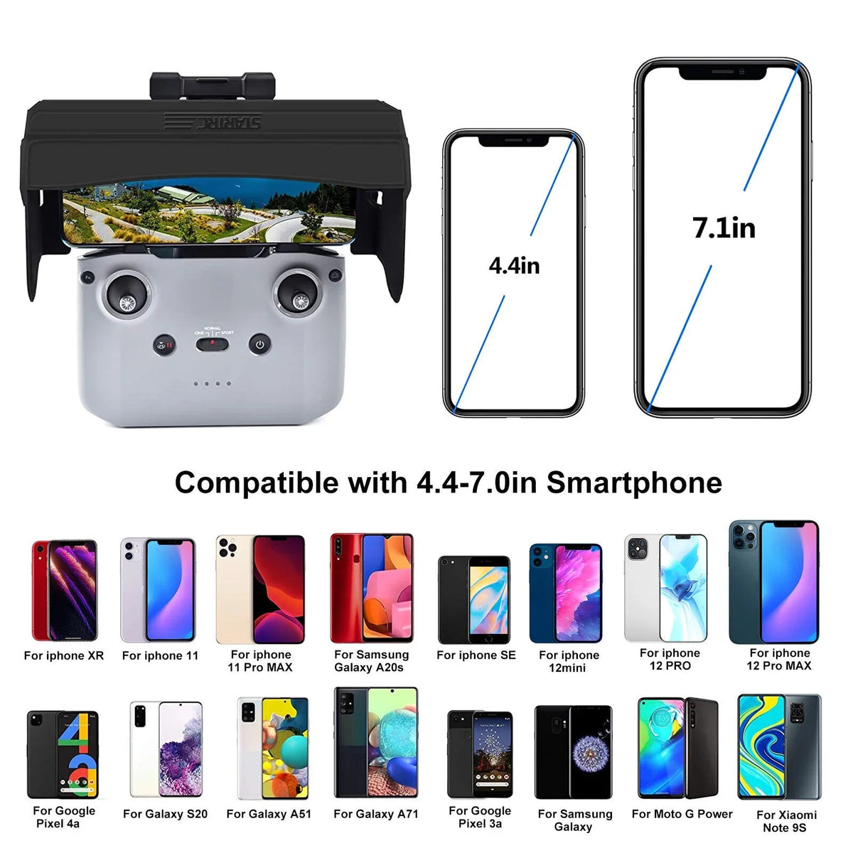 Foldable Phone Sun Shade Hood for DJI Mavic Mini 2 Air 2 Drone Remote Control US