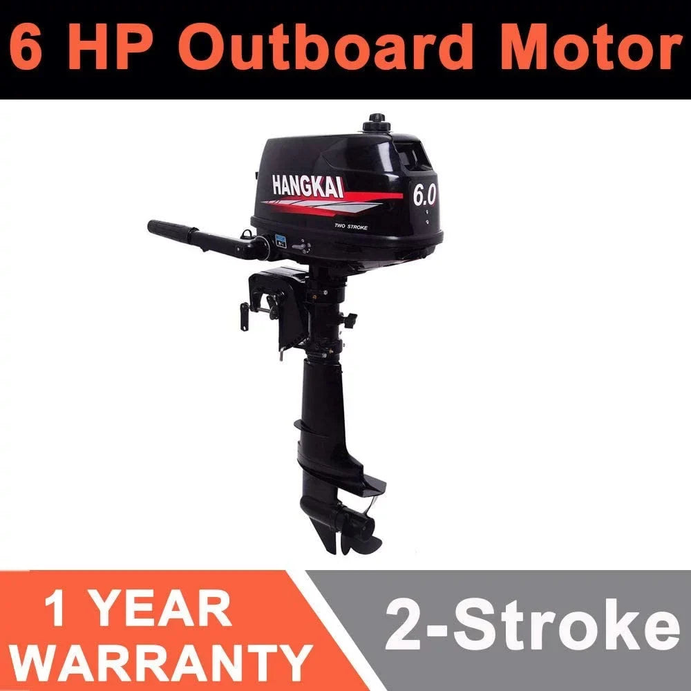 FETCOI 6HP 2-Stroke Outboard Moto Fishing Inflatable Boat Engine Fluid Cooling CDI System Tough Cast Aluminum Construction