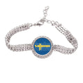 Sweden Country Flag Name Art Deco Fashion Tennis Chain Anklet Bracelet Diamond Jewelry