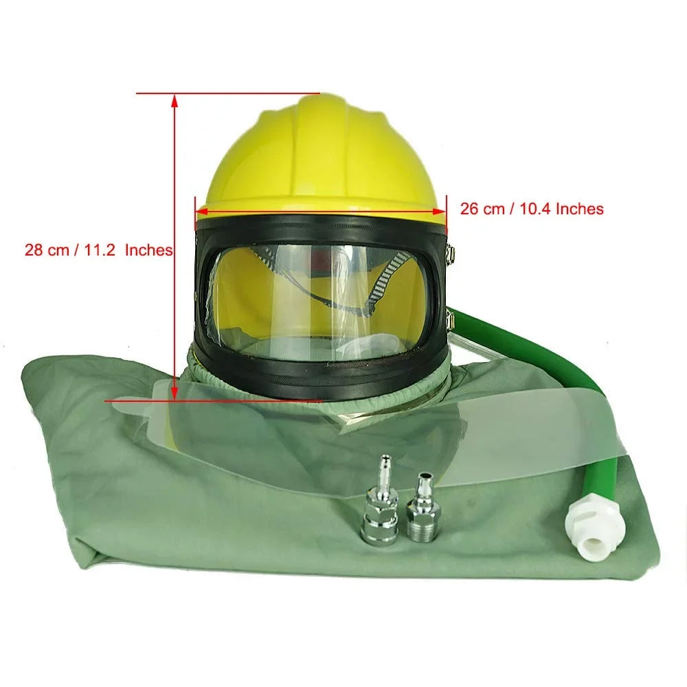 AIR FED Supplied Safety Sandblast Helmet Sand Blast Hood Protector Yellow