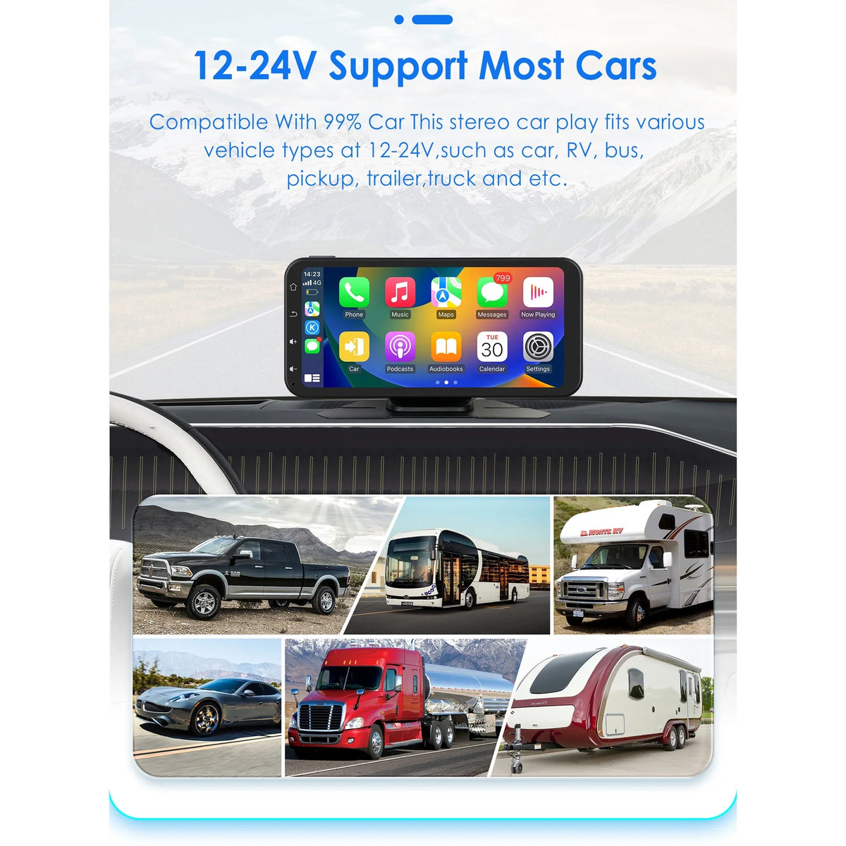 Hizpo GPS Navigation Bluetooth 6.25 Inch Display 360° Adjustable FM Car Radio Stereo Head Unit Receiver With Carplay Android Auto And Backup Camera