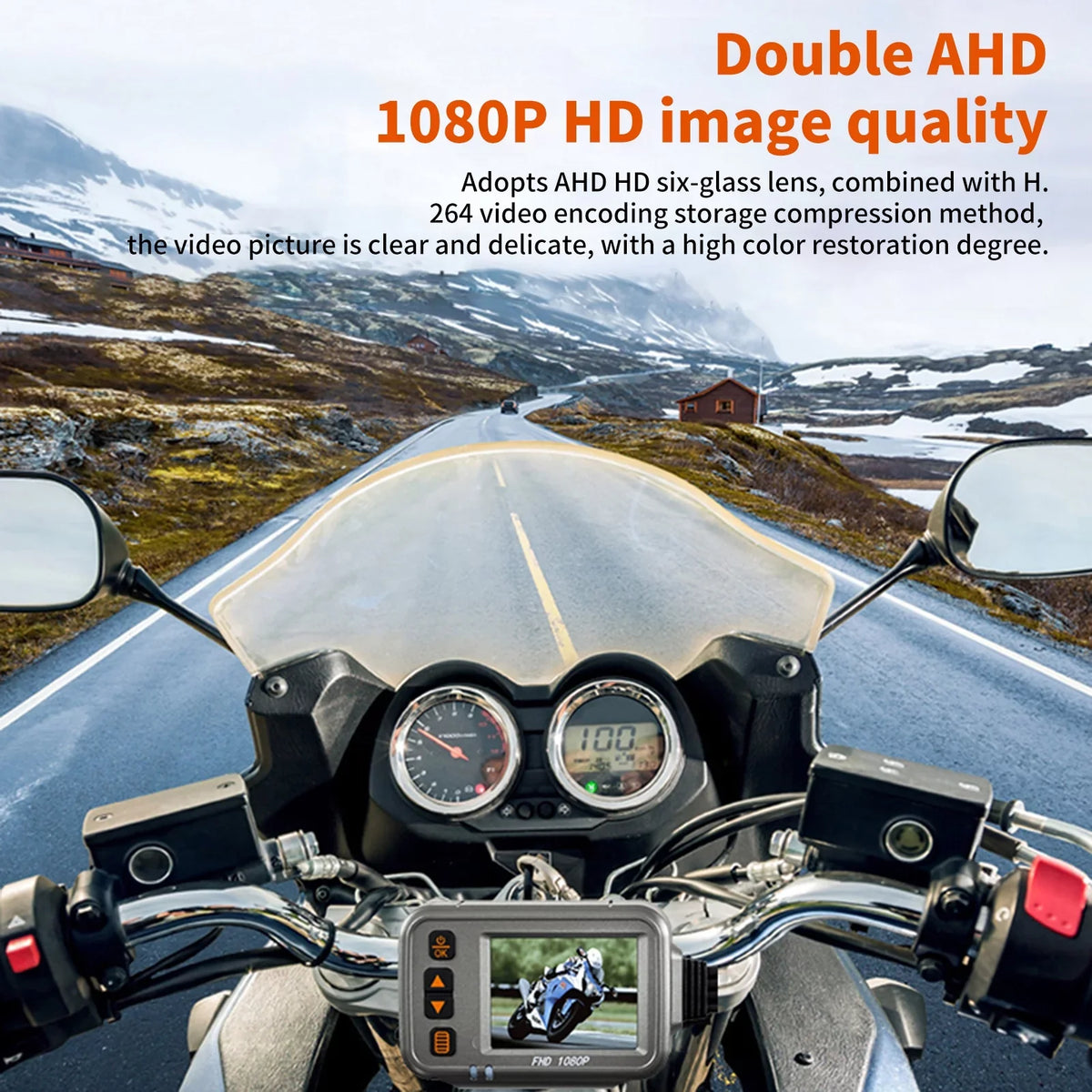 Dcenta Motorcycle Dash Cam,WiFi Dual 1080p Motorbike Camera ,120° Wide Angle,Parking Monitoring, Timed Recording After Flameout Full Body Fluid Night Vision With 32G storage card