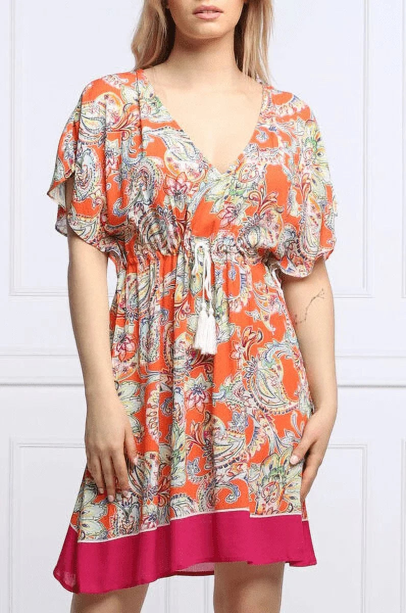 Ralph Lauren MULTI Paisley Flutter Sleeve Swim Cover-up Dress, US X-Large