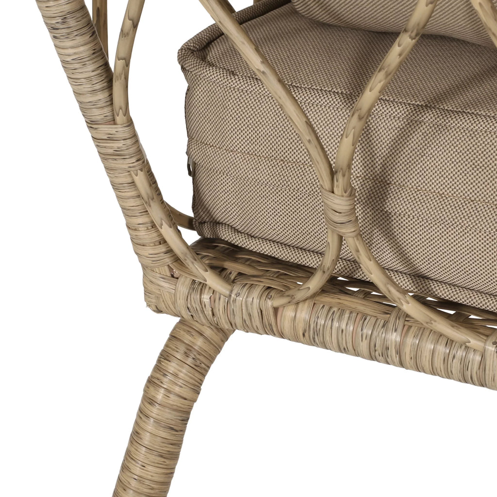 Montserrat Wicker Outdoor 4 Seater Chat Set with Cushions, Light Brown and Beige