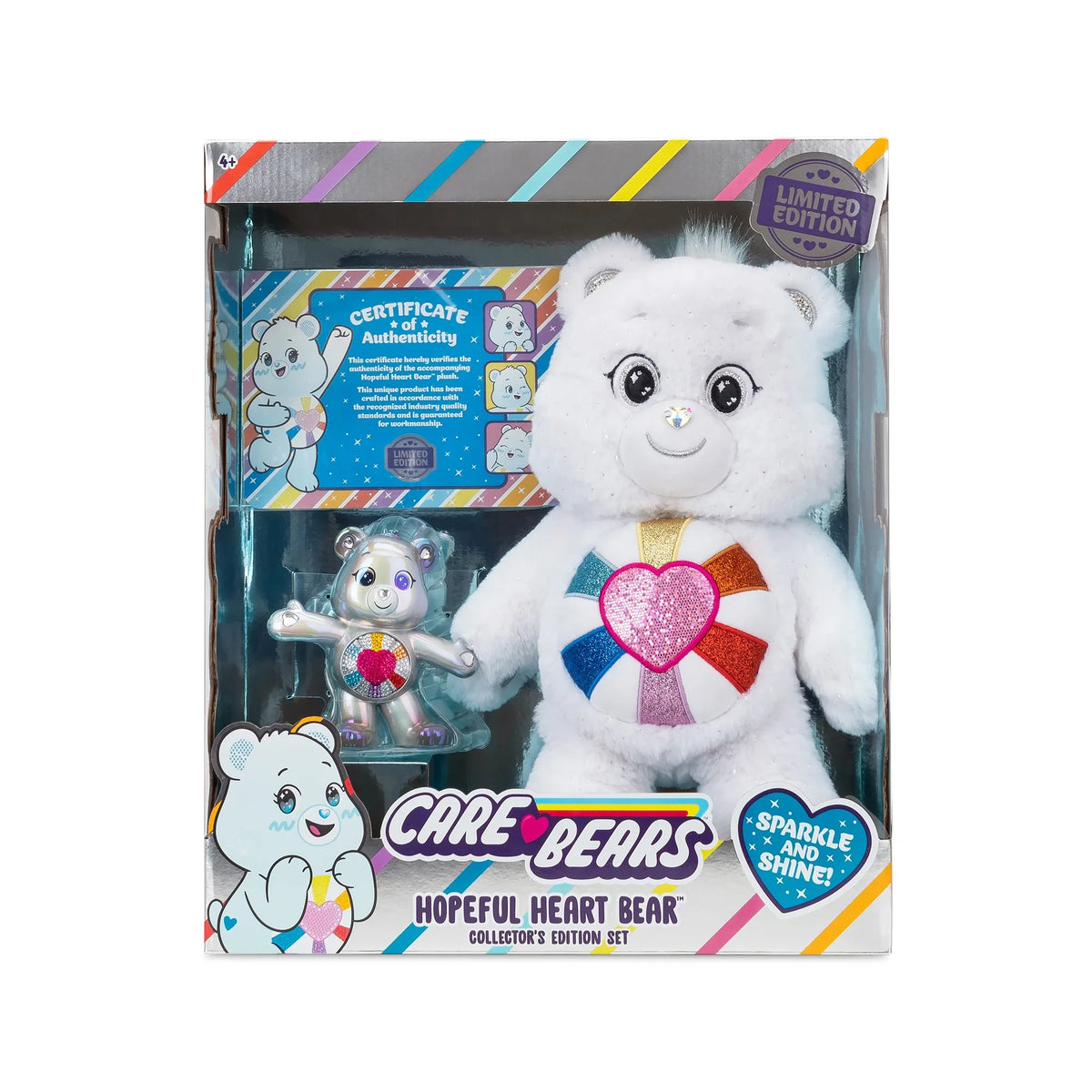 Care Bears 14" Hopeful Heart Bear and 5" Collectible Hopeful Heart Bear - Special Collector Limited Edition.