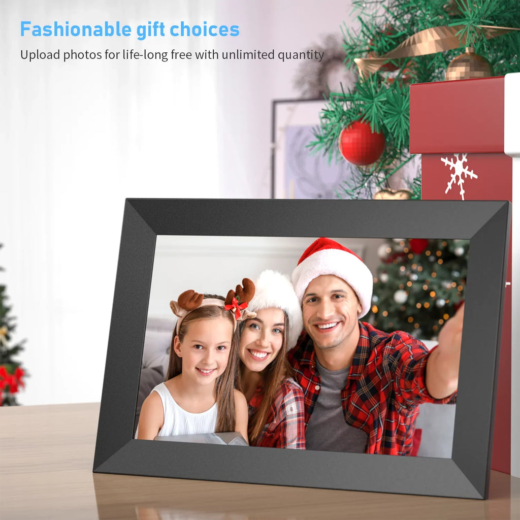 JEEMAK Smart Digital Photo Frame 7" WiFi HD IPS Touch Monitor Built-in 16GB Storage Auto-Rotate Easy Share Photos/Videos via App, Email