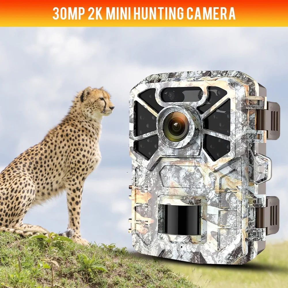 2 Pack Trail Camera, 30MP 2k Game Camera with Infrared Night Vision Wildlife Surveillance, Farm Monitoring, Fluid Hunting Trail Monitor with 120° Wide Angle Lens