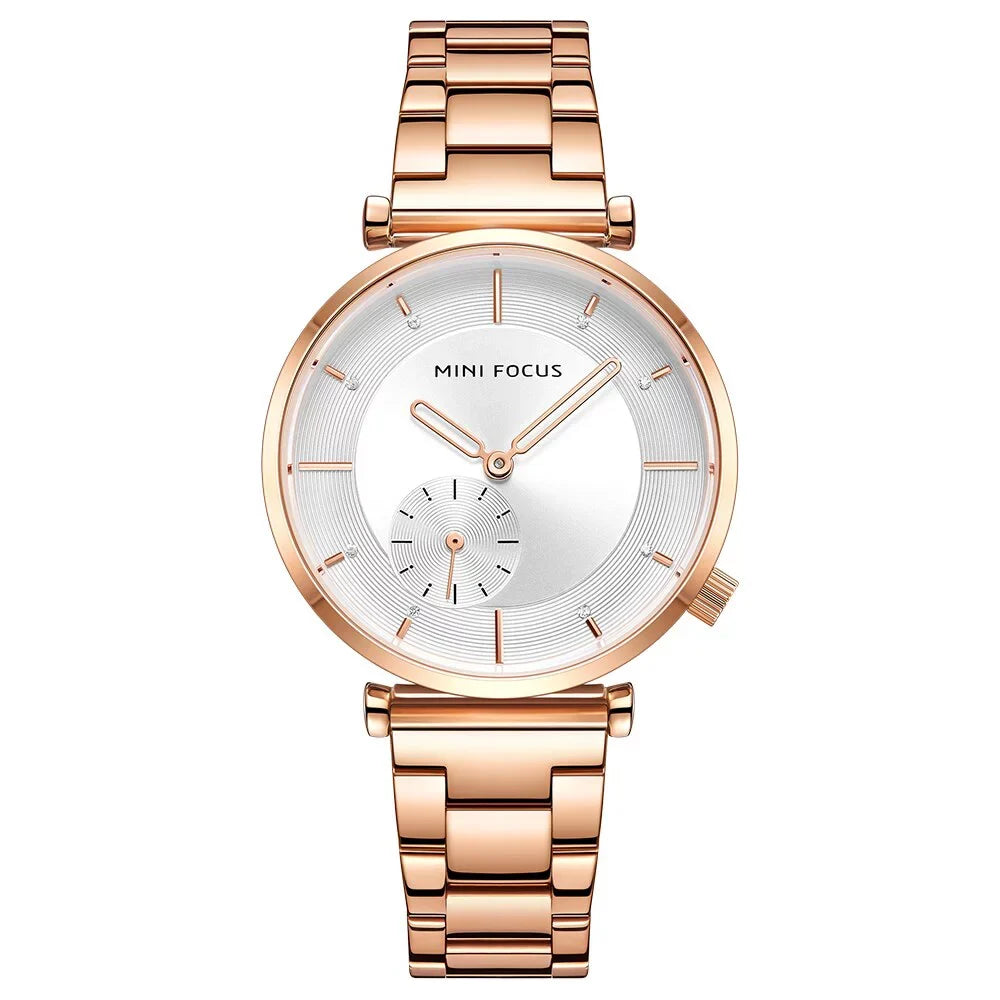 MINI FOCUS Women Watches Brand Luxury Fashion Ladies Watch 30M Fluid Reloj Mujer Relogio Feminino Rose Gold Stainless Steel