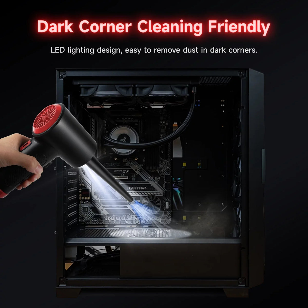 OTAO Electric Compressed Air Duster -Multi-use 51000RPM 3 Speeds Cordless Air Blower Keyboard Cleaner with LED Light for Computer Electronics Dust Off, Inflate Swimming Pool, Replace Air Can,Air Pump