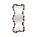 Modern Wavy Wooden Framed Mirror: Contemporary Decorative Accent