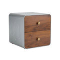 Modern Minimalist Nightstand with Dual Drawers and Metallic Finish