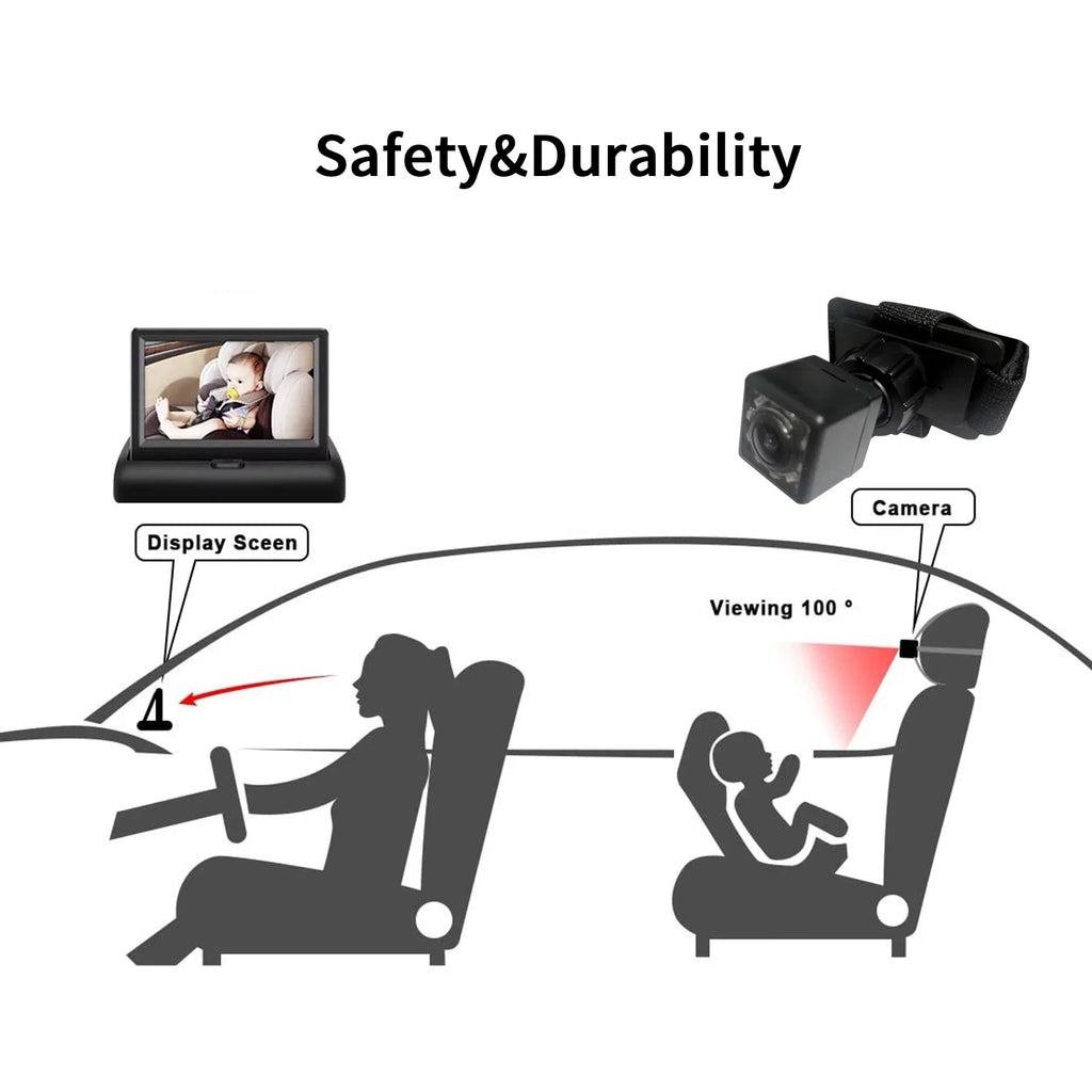 OWSOO Car 4.3'' Car Monitor with Infrared Night Vision Plug and Play View Infant in Rear Facing Seat with Wide Crystal Clear View Easily to Observe The 's Every Move