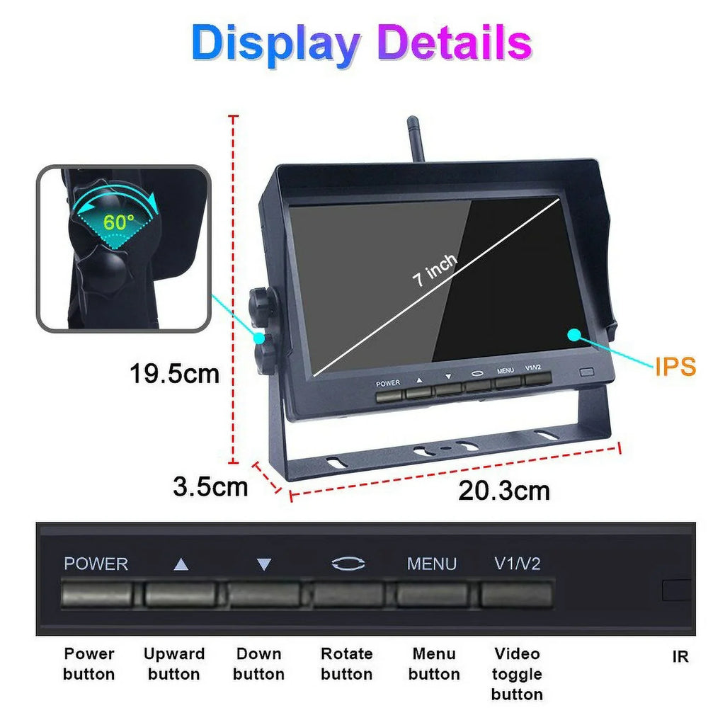 9V - 35V Car Vehicle Rear View Wireless IR Night Vision Backup Camera Fluid Kit + 7" LCD Monitor Parking Assistance System For Truck / Van / Caravan / Trailers / Camper