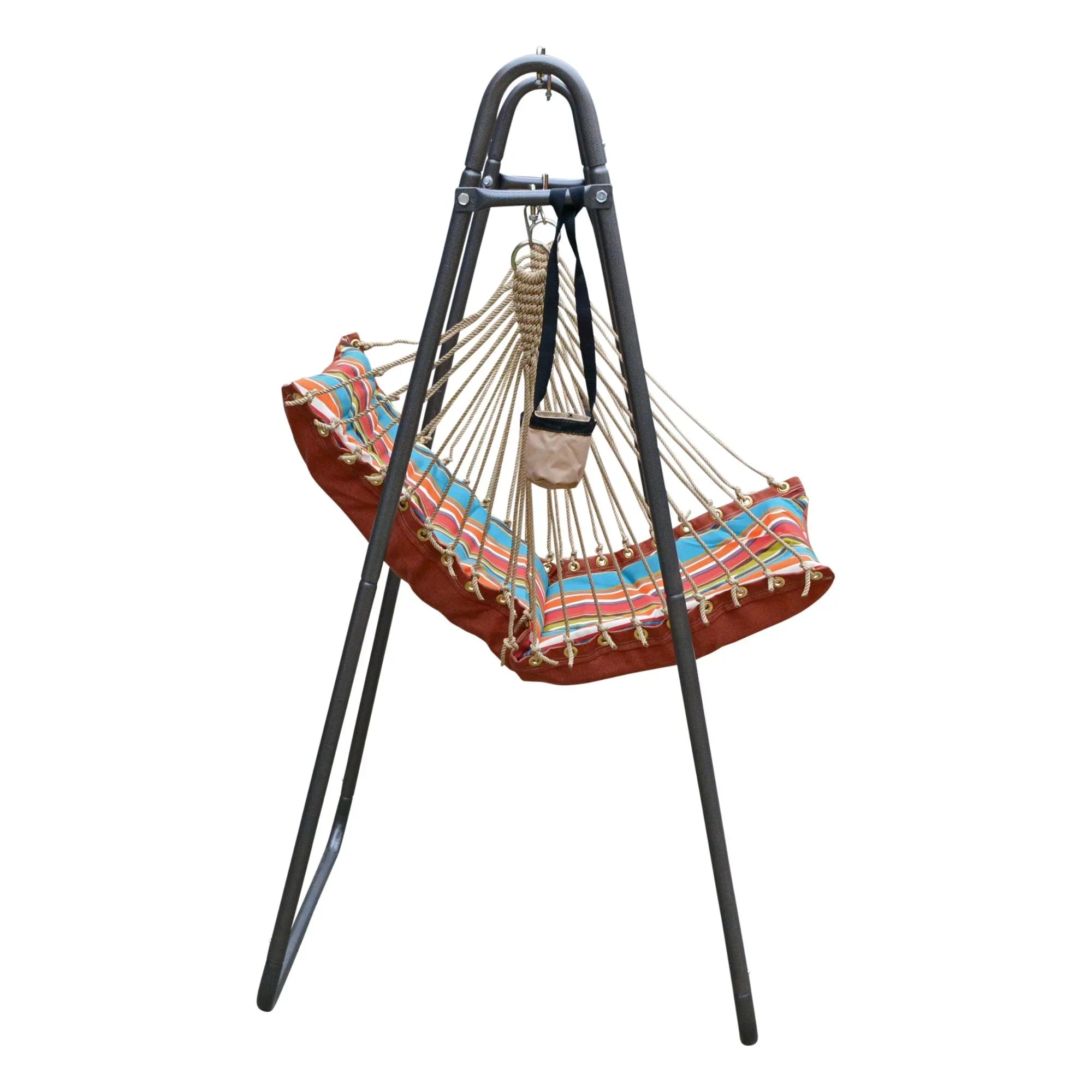 The Hamptons Collection 64" Blue and Orange Polyester Soft Comfort Hammock Chair with Stand