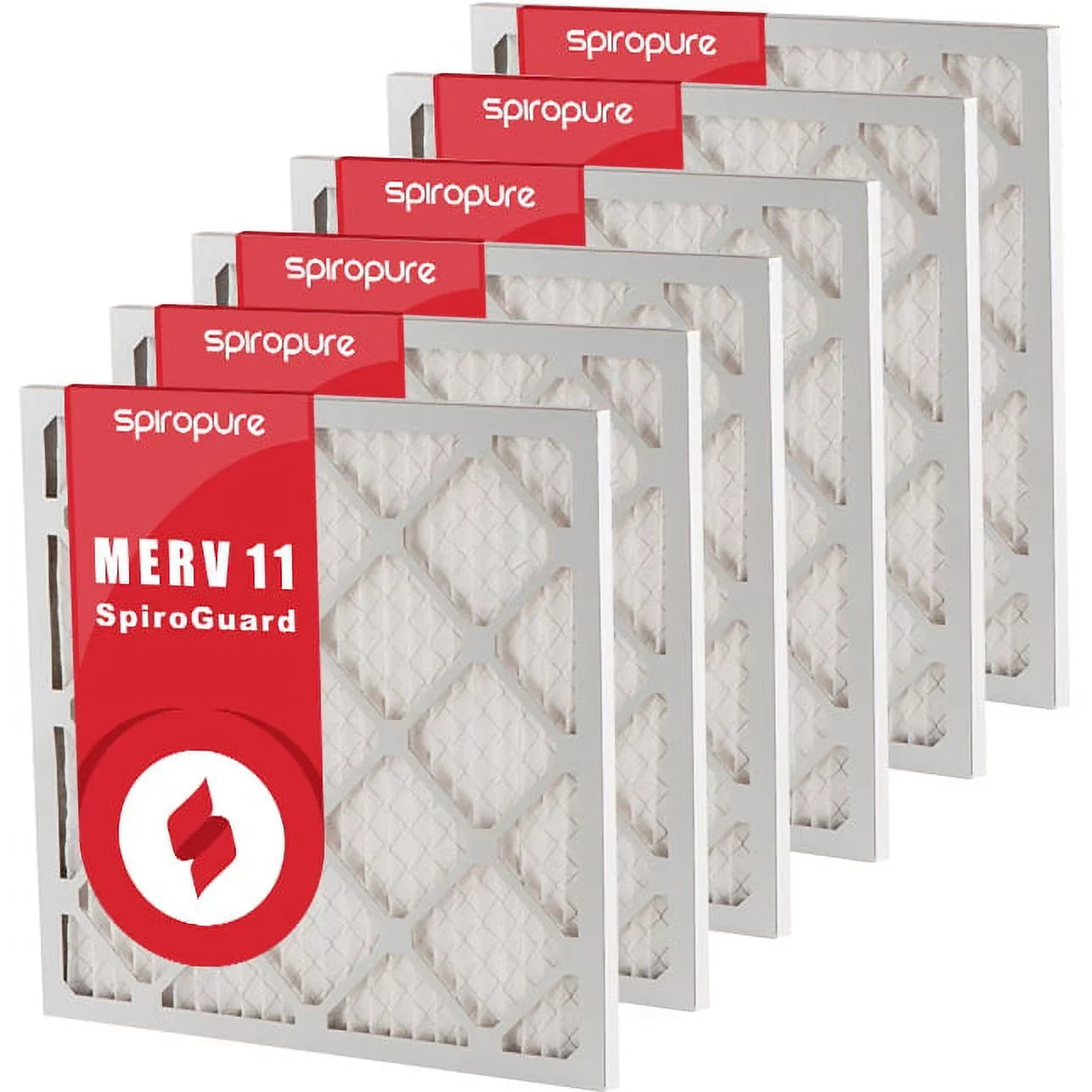 SpiroPure 20x23x1 MERV 11 Pleated Filter Air Filters - Made in USA (6 Pack)