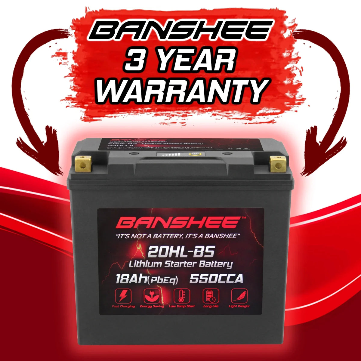 Banshee YTX20L-BS LiFePO4 Motorsports Battery Compatible with Yamaha VX1100E WaveRunner V1 2015 to 2015