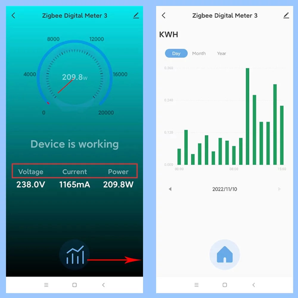 Dazzduo Electric meter,Statistics Compatible Voice Meter Clamp KWh Power Monitor Statistics Compatible KWh Power Monitor Meter 80A Clamp Power Monitor Statistics 80A Clamp KWh
