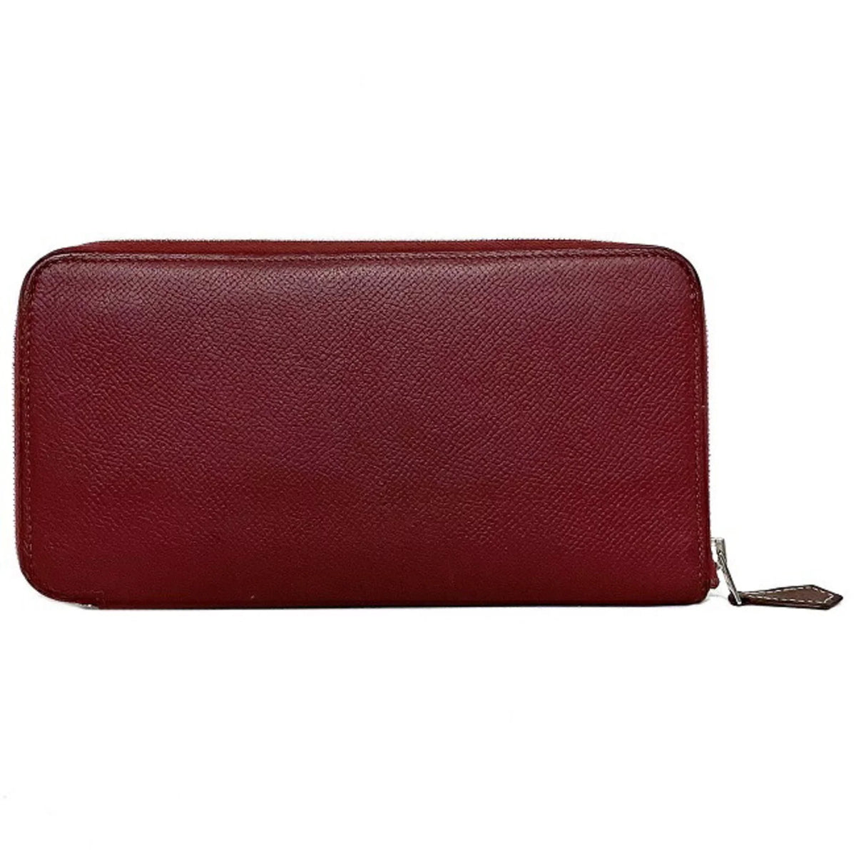 Pre-Owned Hermes Long Wallet Azap Bordeaux Rouge Glenat Silk In Leather Epson HERMES Round Ladies (Good)