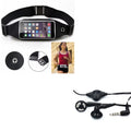 Black Sport Workout Belt Waist Bag Case w Headset OEM 3.5mm Handsfree Earphones A6Z for ZenFone Max Plus M1, ROG Phone, AR 5z 4 Pro 3 Max 2E 2 - Blackberry Z30, Priv, DTek50, Leap, Motion