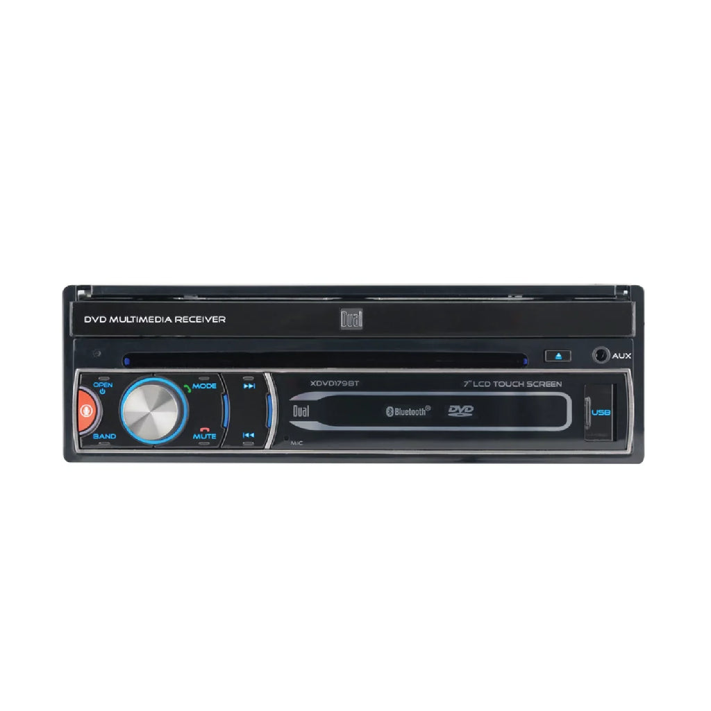 Dual Electronics XDVD179BT 7 inch Single DIN Car Stereo, Motorized Touch Display CD/DVD, New