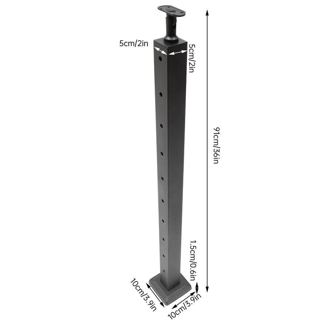 Stainless Steel Cable Railing Post Square Fence Post Level Two Sides Pre-Drilled for Wood Concrete Level Deck Cable Railing System 36''x2''x2''