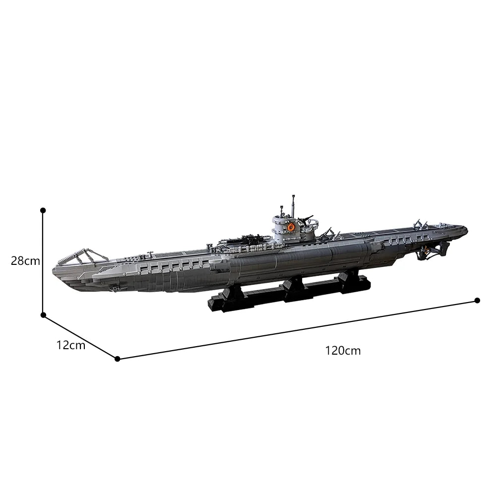 Moc Submarine Model Building Blocks Set U-Boat Type VIIC Military Warship Bricks Toy Kids Adult Gift