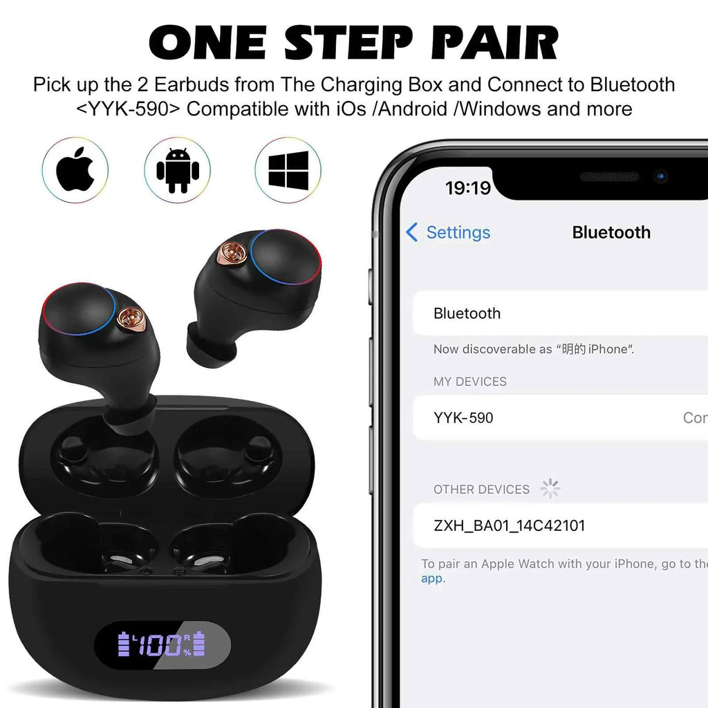 UrbanX True Wireless Bluetooth Earbuds + Charging Case, Black, Dual Connect, IPX5 Liquid Resistance, Bluetooth 5.2 Connection, Balanced, Bass Boost Compatible with Pad
