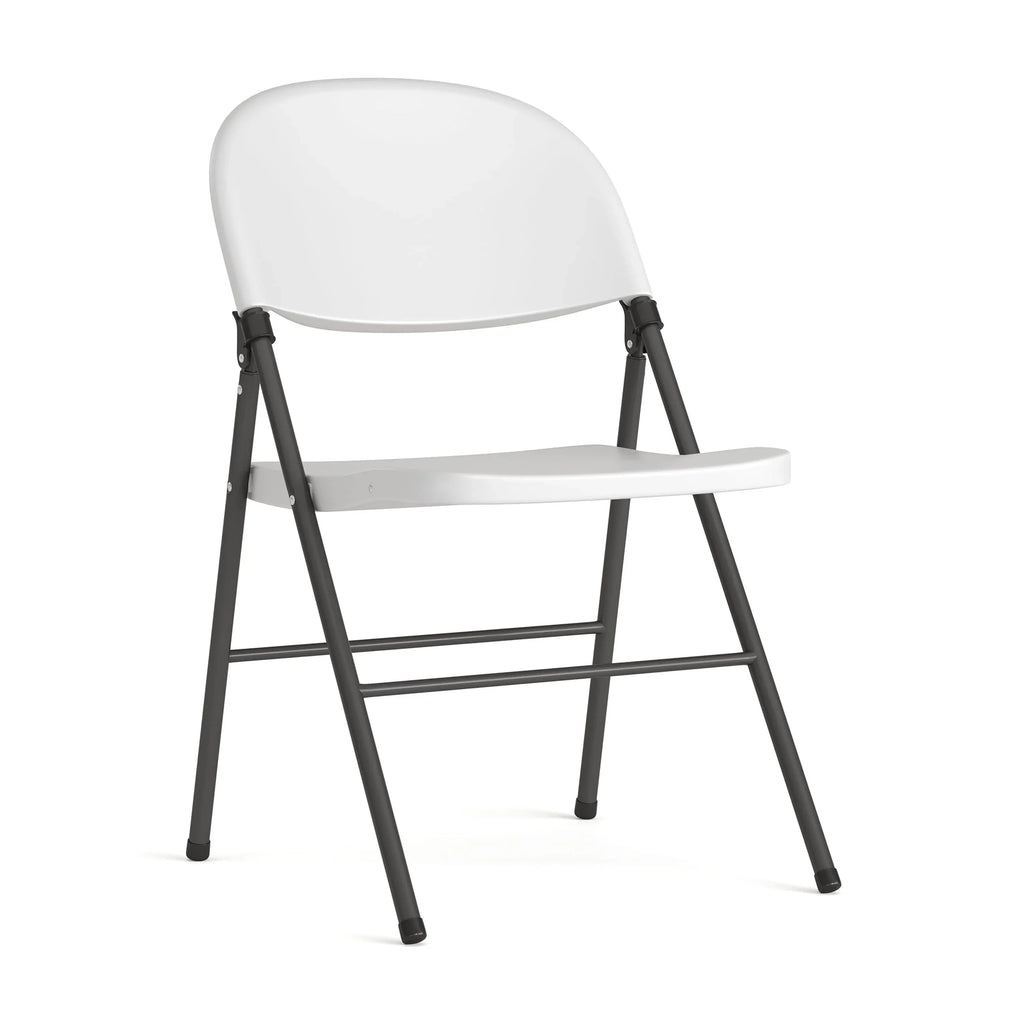 Flash Furniture HERCULES Series 330 lb. Capacity Granite White Plastic Folding Chair with Charcoal Frame