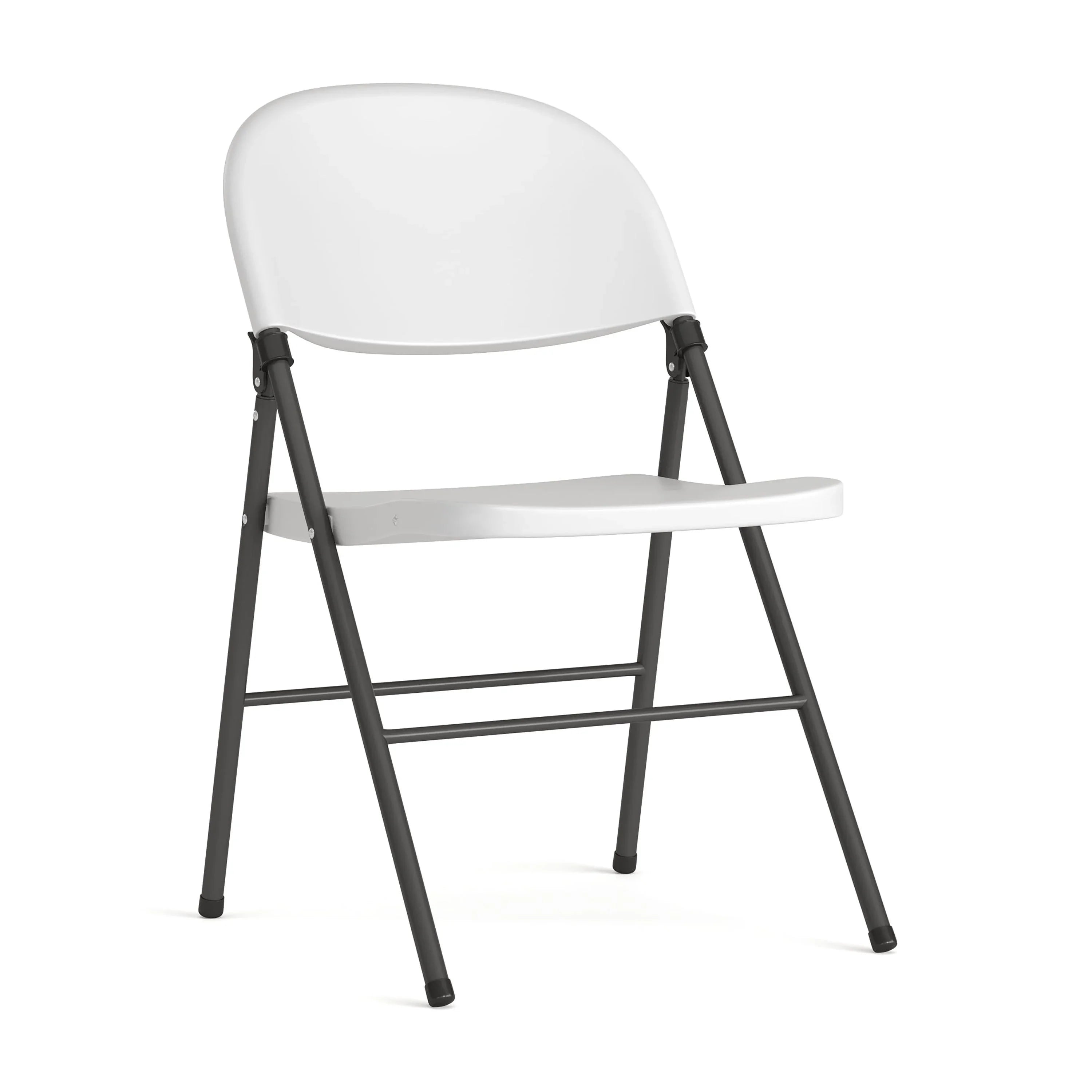 Flash Furniture HERCULES Series 330 lb. Capacity Granite White Plastic Folding Chair with Charcoal Frame