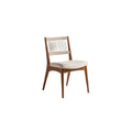 Modern Wooden Dining Chair with Upholstered Seat and Rattan Backrest