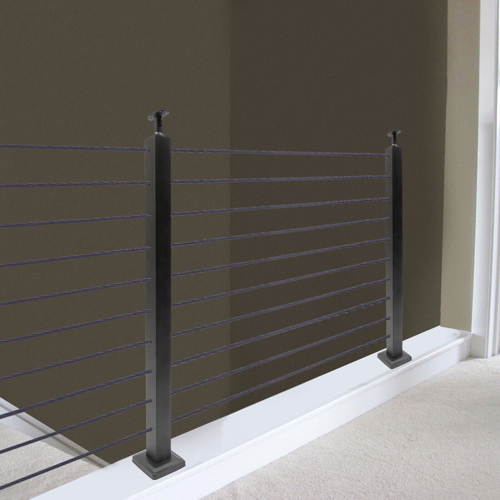 Stainless Steel Cable Railing Post Square Fence Post Level Two Sides Pre-Drilled for Wood Concrete Level Deck Cable Railing System 36''x2''x2''