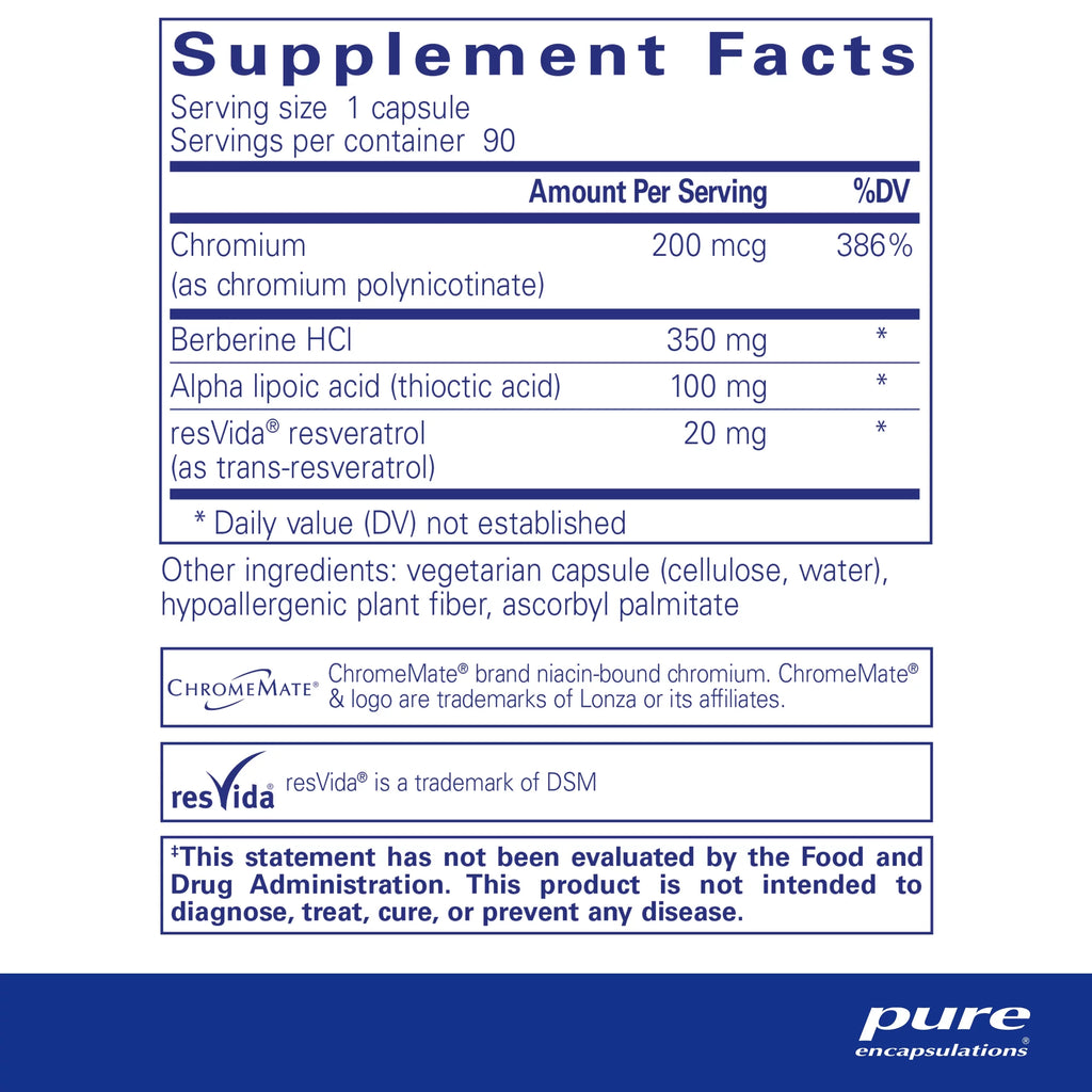 Pure Encapsulations Metabolic Xtra | Supplement to Support Insulin Receptor Function, Glucose Metabolism, and Homeostasis* | 90 Capsules