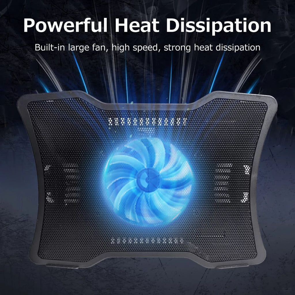 Carevas Portable Notebook Cooler Mobile pc Cooling Base Single Fan Design Low Noise Two USB Ports Support Portable computer Below 14 inch