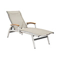 Adjustable Outdoor Lounge Chair with Aluminum Frame and Wood Accents