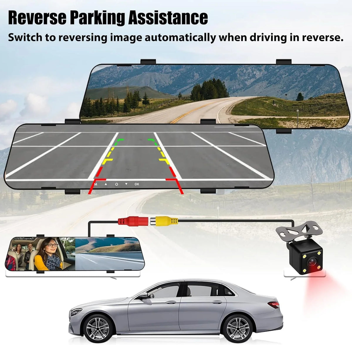 Mirror Dash Cam for Cars,4.5" Rear View Mirror 1080P Front and Rear View Dual Cameras,Super Night Vision,Parking