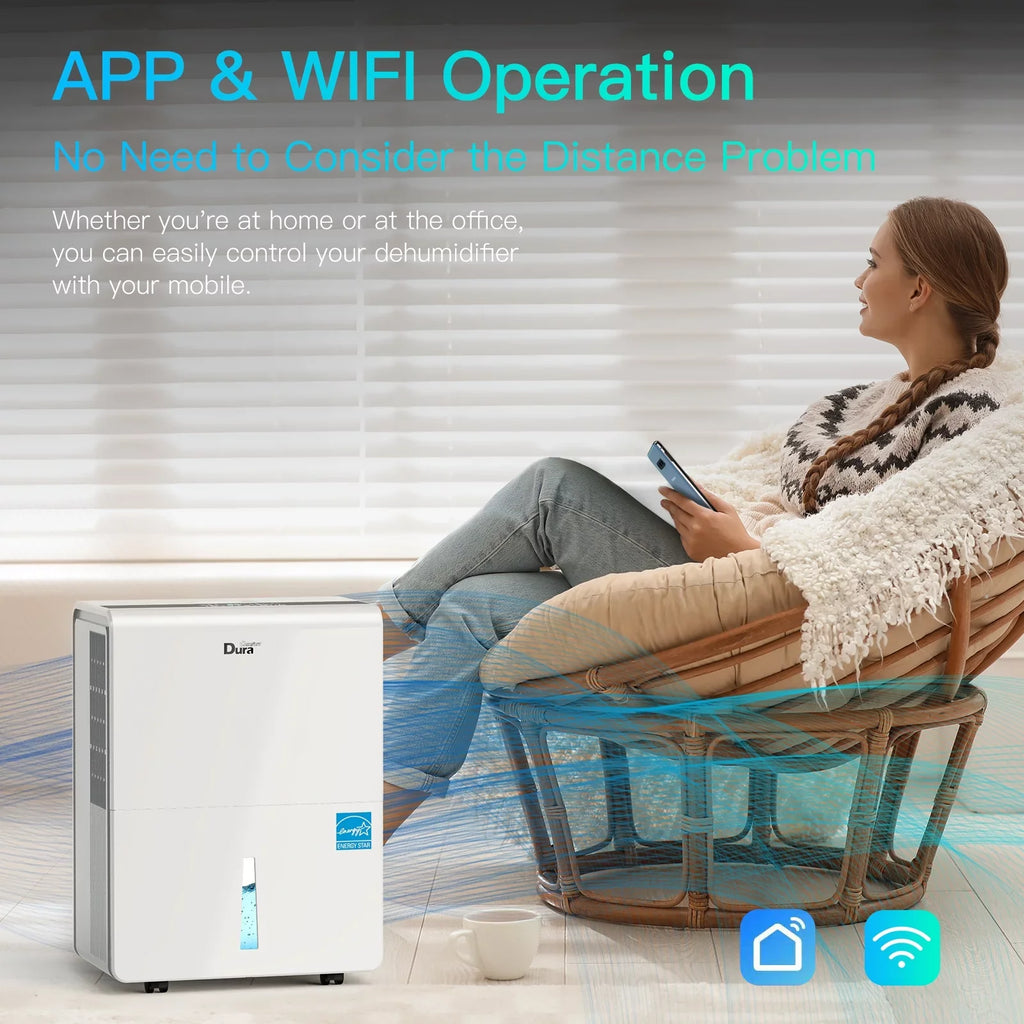 DuraComfort Dehumidifier for Basement,up to 3000 Sq.ft 35 Pint (50 Pint 2012 DOE Standard) Dehumidifiers with WIFI