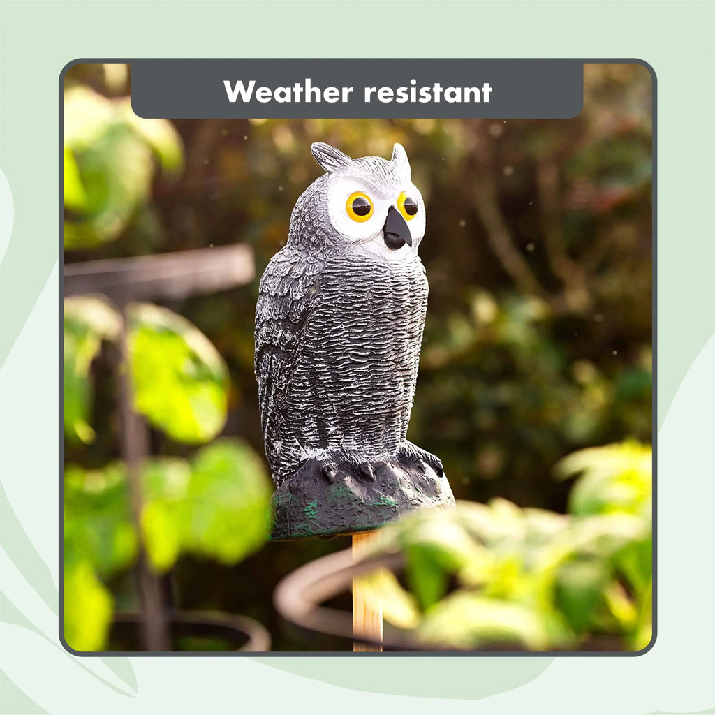 Scarecrow Fake Owl Decoys - Pest Repellent Garden Protectors - (small) (set of 3)