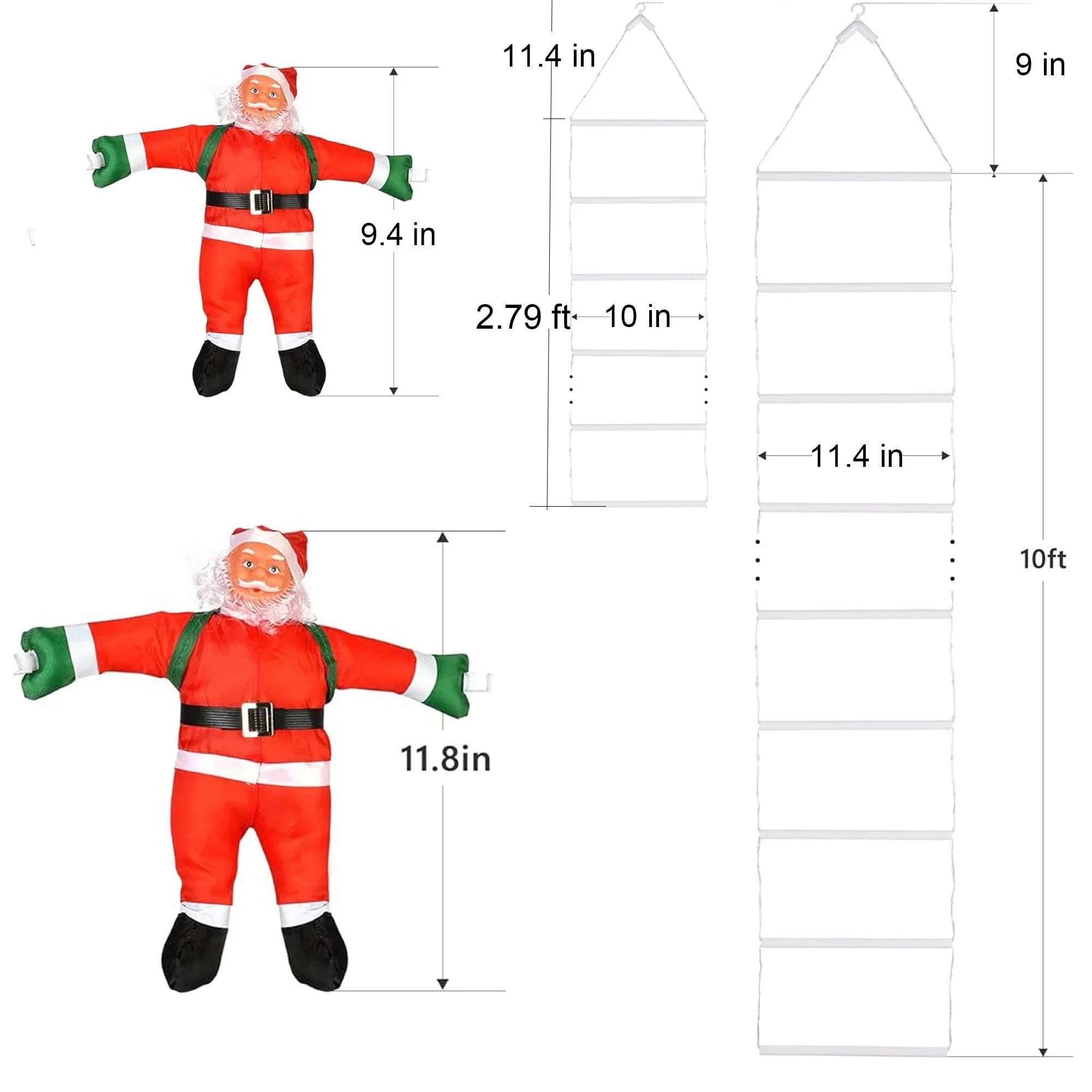 Lava Outdoor Christmas Lights 10.5 ft Led Ladder Lights with Climbling Santa Claus Fluid Xmas Lights for Garden Home Wall Roof Porch Xmas Tree Decor