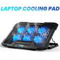 12-17.3 inch Notebook Cooling Pad Gaming Mobile pc Cooler, Adjustable Height Notebook Fan Cooling Stand with 6 Quiet Cooling Fans for Notebook,2 USB Port & LCD Display