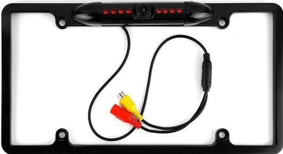 Fluid Night Vision License Plate Frame Car Rear View Backup Camera Black