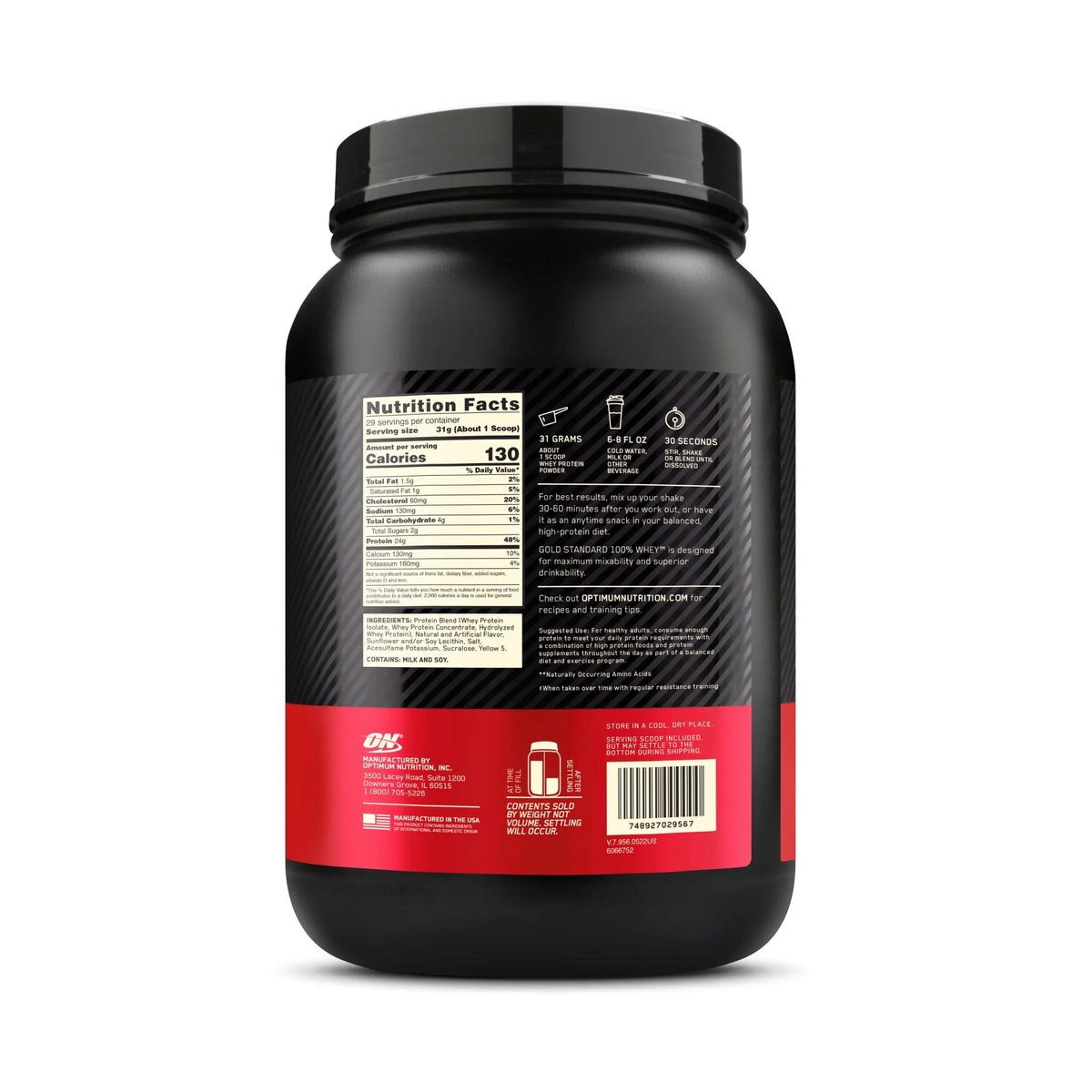 Optimum Nutrition, Gold Standard 100% Whey Protein Powder, Banana Cream, 2 lb, 29 Servings