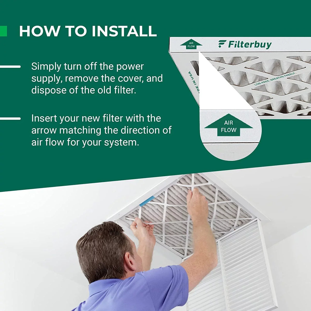 Filterbuy 14x20x1 MERV 11 Pleated HVAC AC Furnace Air Filters (6-Pack)