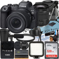 EOS R6 Mark II Mirrorless Camera with RF 24-105mm Lens + SanDisk 128GB Memory Card + Case + LED Flash + ZeeTech Accessory Bundle